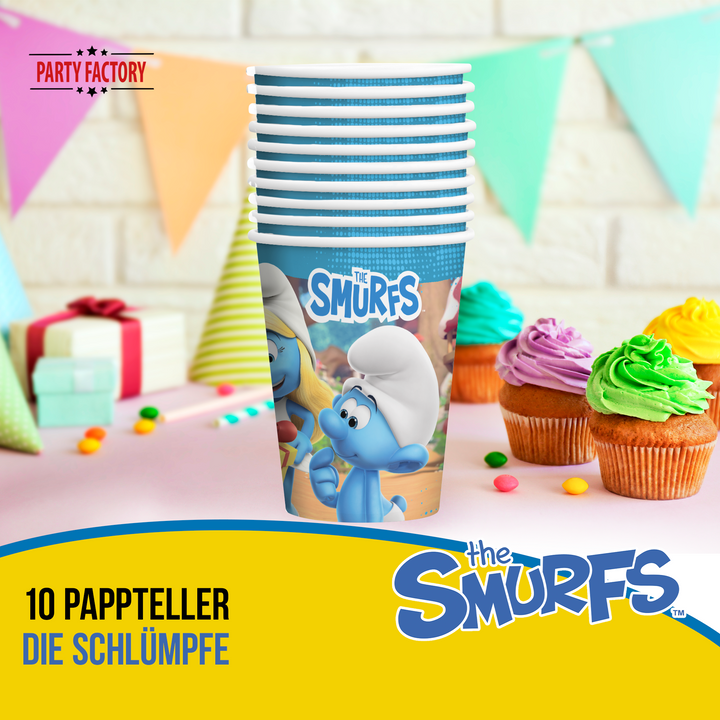 Becher Die Schlümpfe, 250ml, 10er-Pack kinderparties-shop