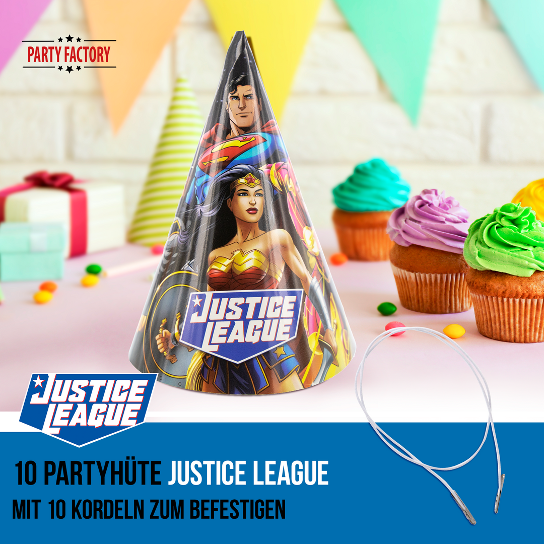 Partyhüte Justice League 10 Stück kinderparties-shop