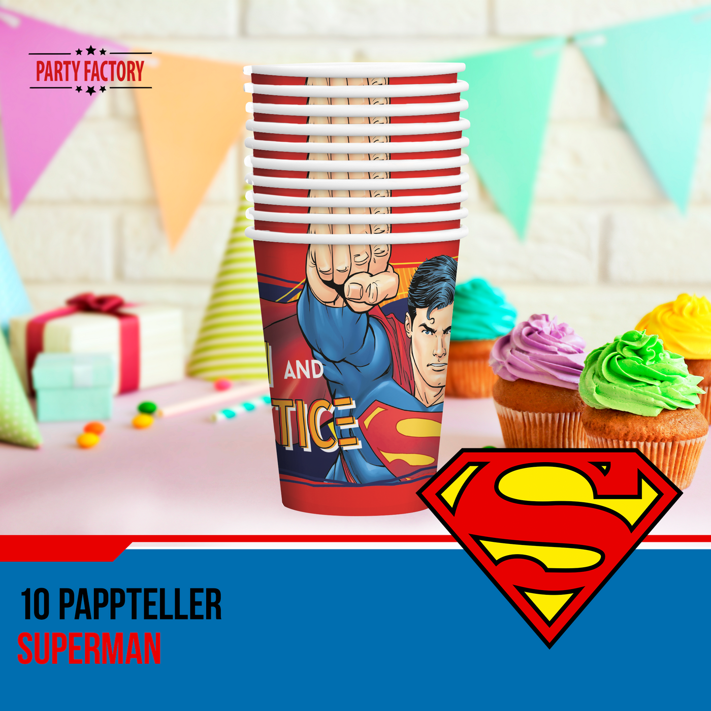 Becher Superman, 250ml, 10er-Pack