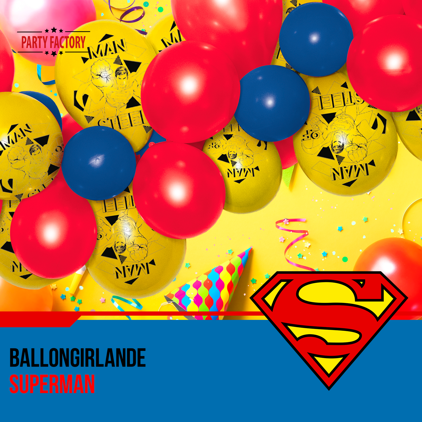 Ballongirlande Set Superman, 60-teilig