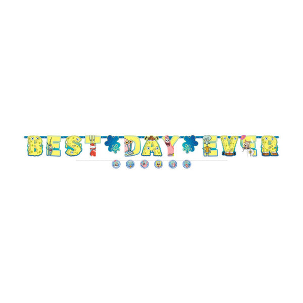 Spongebob Buchstabenkette "Best Day Ever" plus Mini Banner, 3.2m