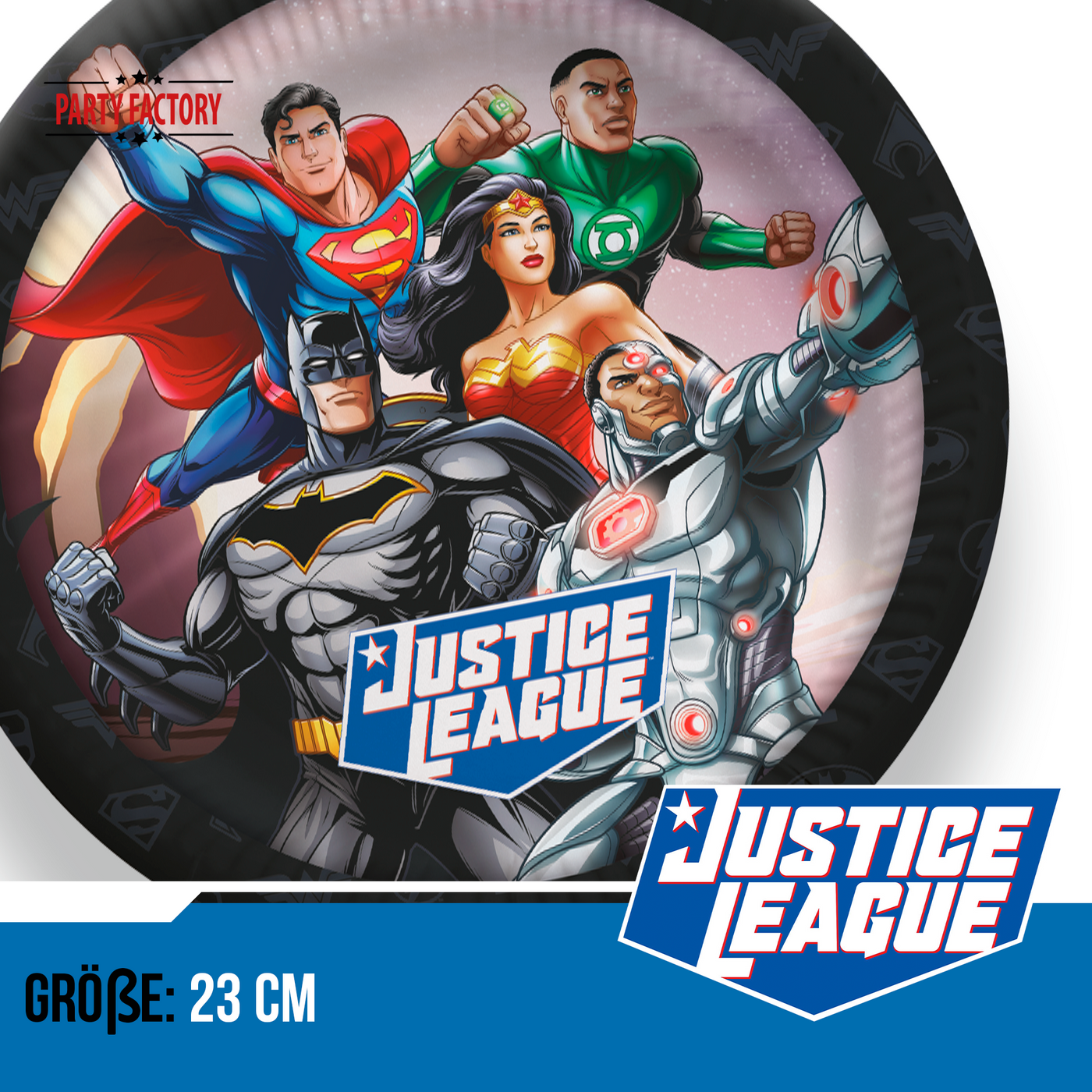 Papp-Teller Justice League, 23 cm, 10 Stück