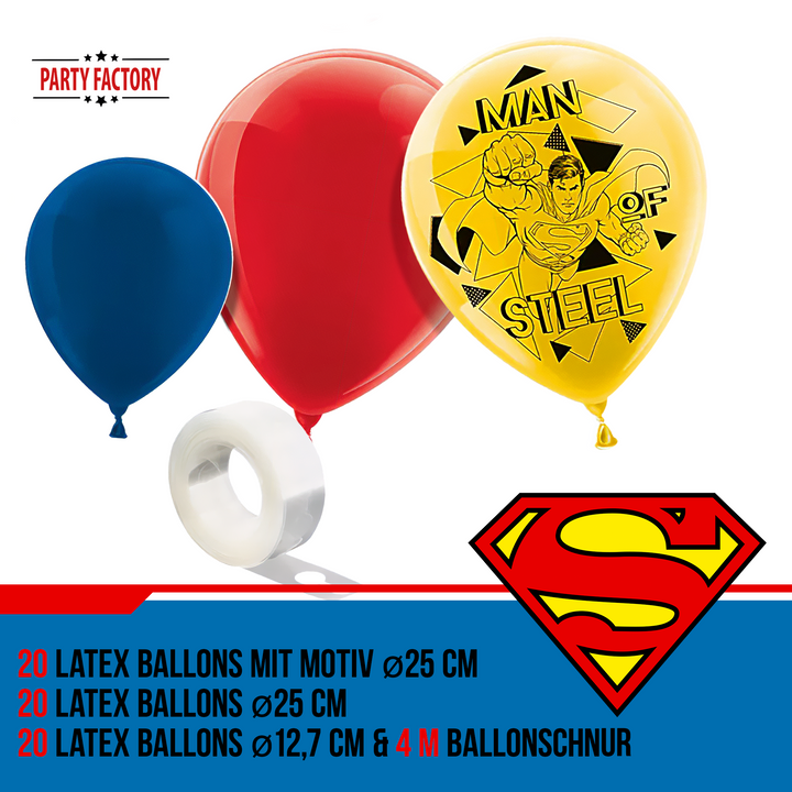 Ballongirlande Set Superman, 60-teilig