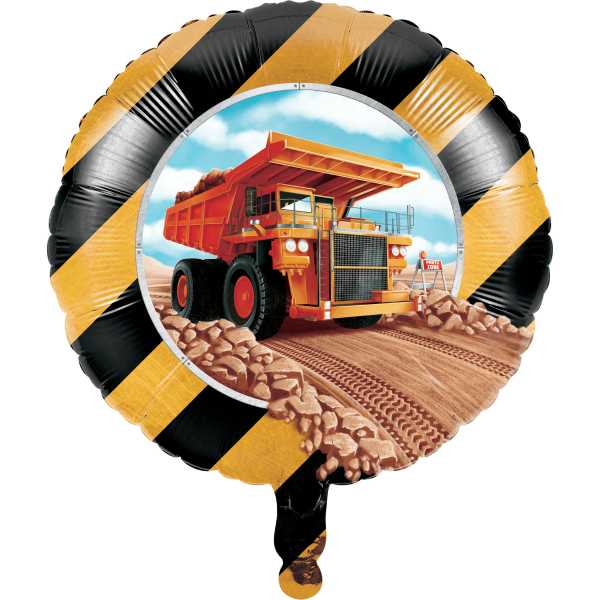 Baufahrzeuge Folienballon, Baustellen Party, 46cm