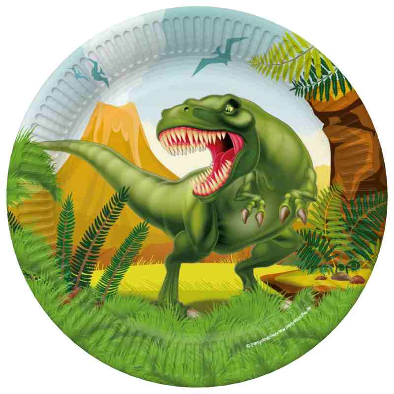 Dinosaurier Party Teller, T-Rex, 8 Stück, 23cm