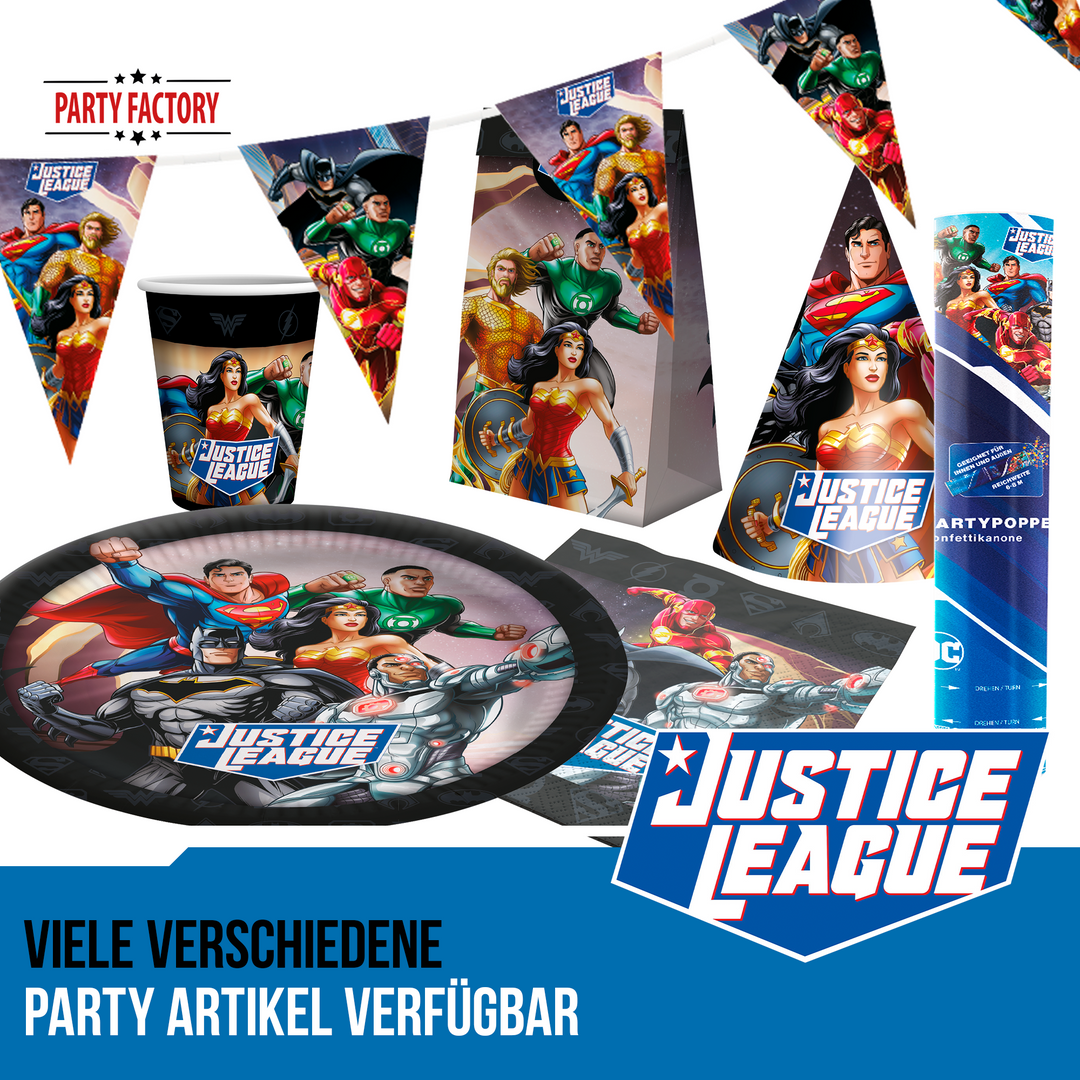 Papp-Teller Justice League, 23 cm, 10 Stück kinderparties-shop