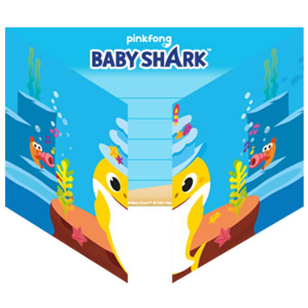 Baby Shark Einladung, 8er Pack inkl. Umschläge