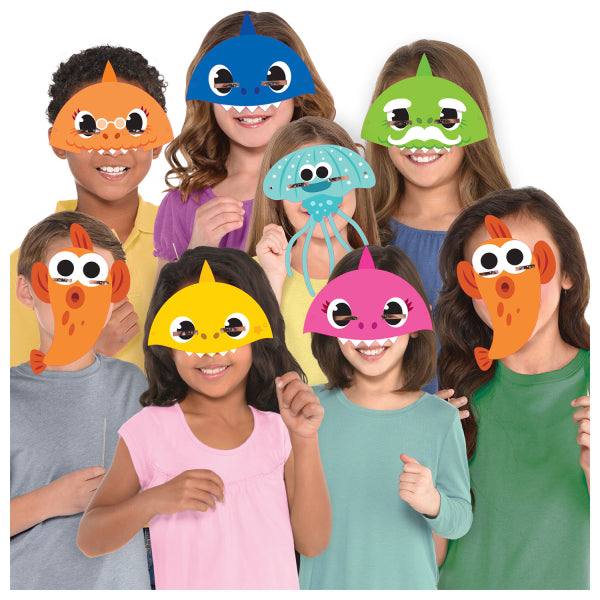 Baby Shark Fotobooth Masken, 8er Pack, Papier