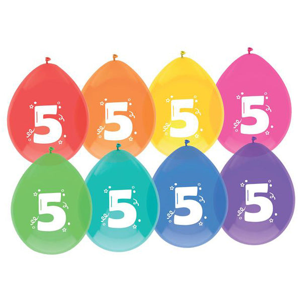 Luftballons, Zahlen 4-18, 6/8er Pack, bunt