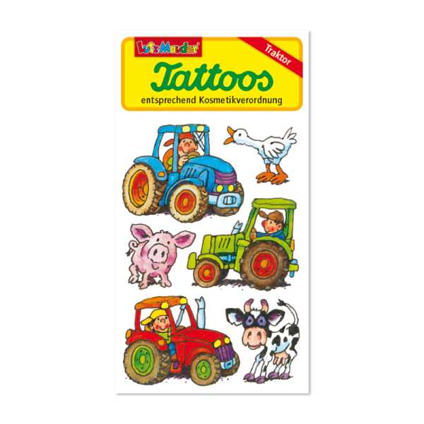 Tattoos Traktor/Bauernhof, 1 Karte mit 6 Tattoos