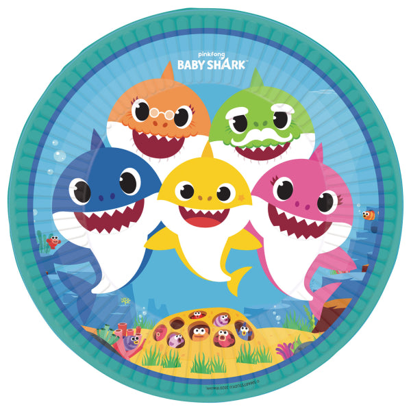 Baby Shark Party Teller, 8er Pack, 23cm