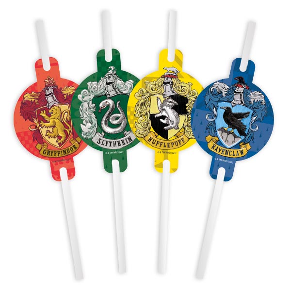 Trinkhalme Hogwarts Häuser, Harry Potter, 4er Pack, FSC kinderparties-shop