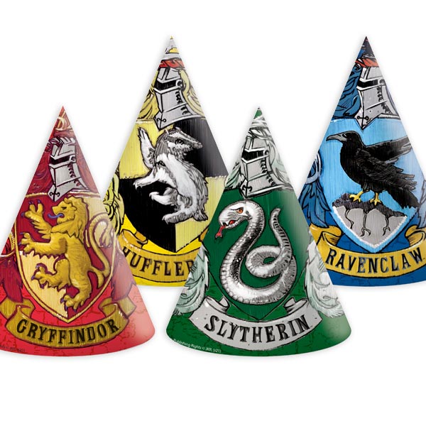 Party Hüte Hogwarts Häuser, Harry Potter, 6er Pack, FSC kinderparties-shop