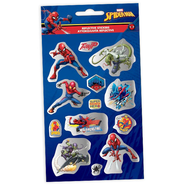 Spiderman Stickerbogen, reflektierend, mit 13/14 Stickern, 2 Motive kinderparties-shop