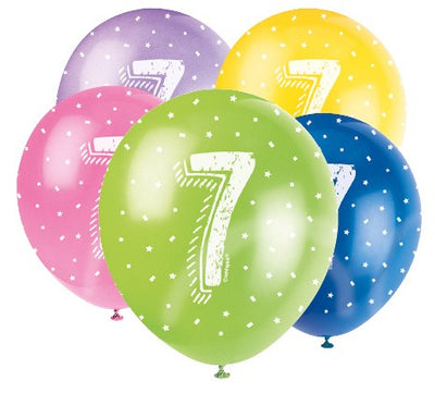 Luftballons, Zahlen 1-9, 5er Pack, bunt, Party Deko Motto-Party am Kindergeburtstag, Geburtstag