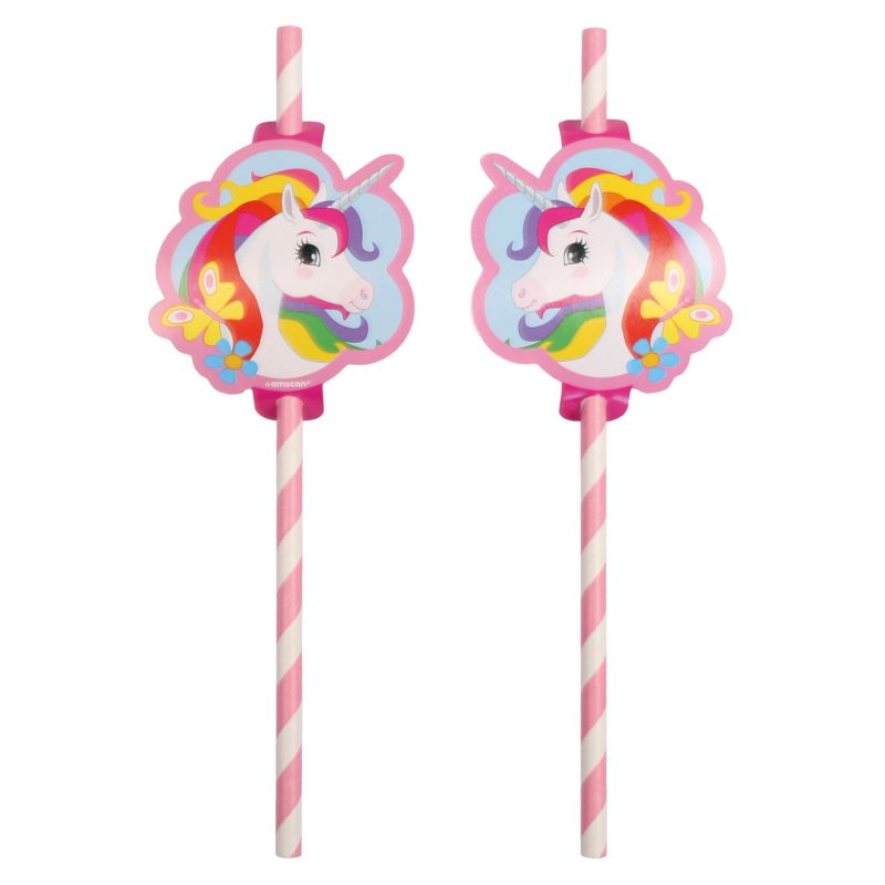Trinkhalme Einhorn Regenbogen, 8er Pack