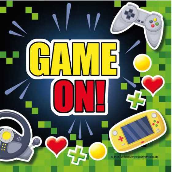 Servietten "GAME ON", Gaming Party 2022, 20er Pack