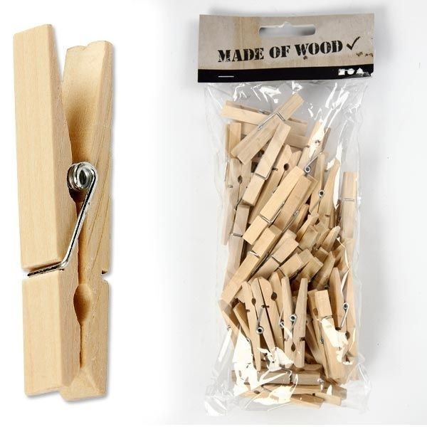 Holzklammern aus Birke, 50 Stück, 4,8cm x 1cm