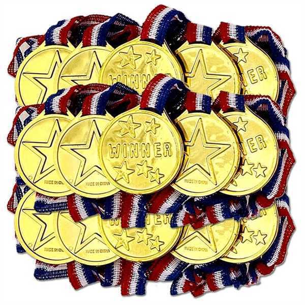 Medaillen golden (3,5cm) mit Band, 8 Stück