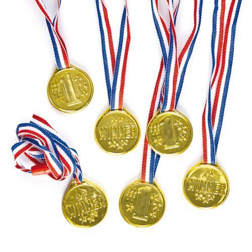 Medaillen golden (3,5cm) mit Band, 6 Stück
