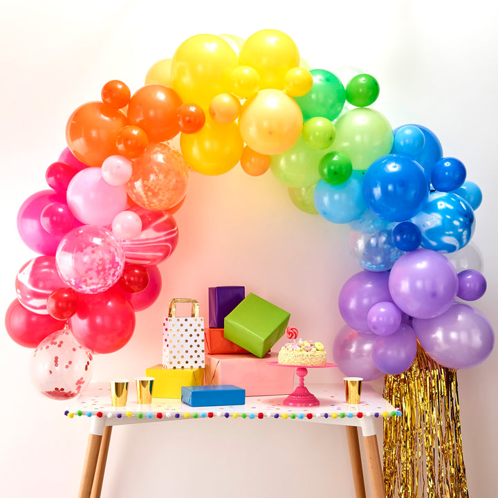 Ballongirlande Regenbogen, DIY, 85 Ballons inkl. 4m Ballonband