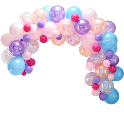 Ballongirlande pinkl-violett-blau, DIY Girlande, 80 Ballons inkl. Konfettiballone und 4m Ballonband