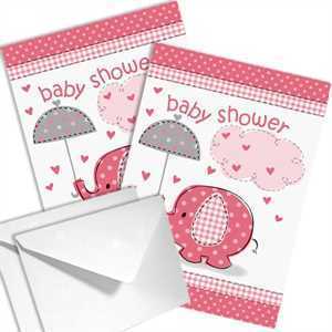 Einladung Babyshower pink, 8er Pack, inkl. Umschläge
