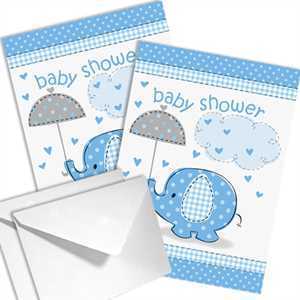 Einladung Babyshower blau, 8er Pack, inkl. Umschläge