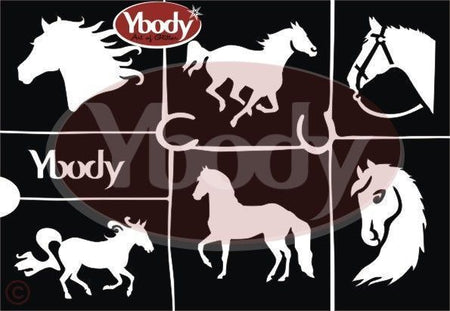 Glitzertattoo, Schablonen-Set, 6 Stk., Pferd image