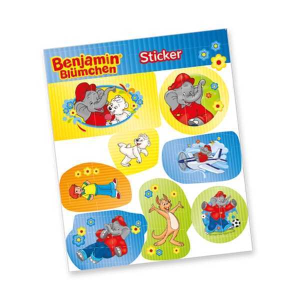 Stickers, Benjamin Blümchen, 1 Karte, 8 Stk