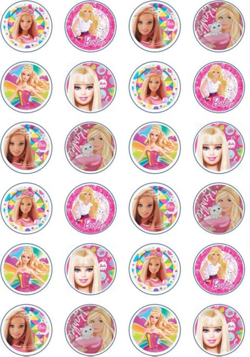 Muffin Deko, Barbie, 30 Stk, Esspapier, Geburtstagskuchen, Muffins, Kindergeburtstag, Motto-Party