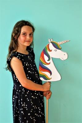 Bastelset Steckenpferd Einhorn, Blankovorlage, versch. Farben kinderparties-shop
