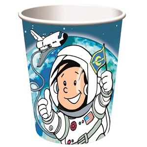 Party Becher Astronaut Flo, 8er Pack, Pappe, Party Deko Motto-Party am Kindergeburtstag, Geburtstag
