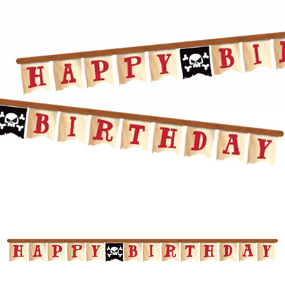 Buchstabenkette Happy Birthday, Piratenschiff, Papier, 2.6 m, Party Deko Motto-Party am Kindergeburtstag, Geburtstag