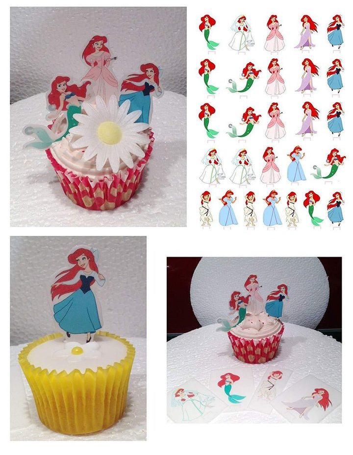 Muffin Deko, Disney Prinzessin Arielle, 27Stk, Esspapier, Geburtstagskuchen, Muffins, Kindergeburtstag, Motto-Party