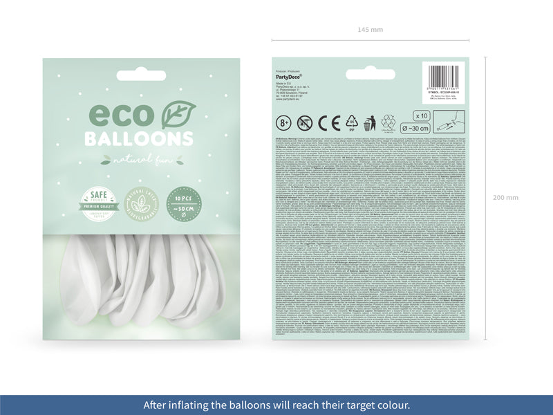 Luftballons pastell weiss, Eco, 30 cm, 10er Pack kinderparties-shop