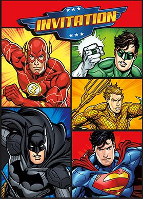 Justice League Einladungen, 8er Pack