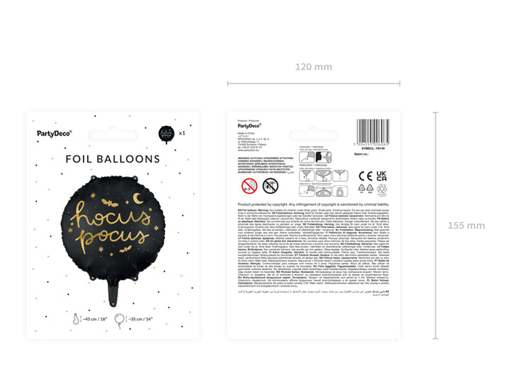 Hocus Pocus Folienballon, Hexen / Halloween / Zauberer Party, 45cm kinderparties-shop