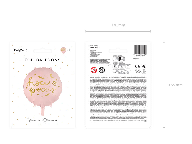 Hocus Pocus Folienballon, rosa, Hexen / Halloween Party, 45cm kinderparties-shop