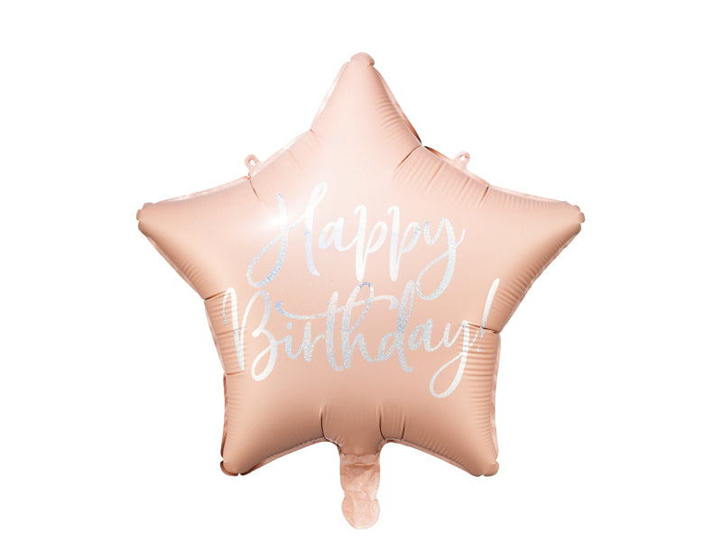 Folienballon, Stern Happy Birthday, rosa, 40 cm