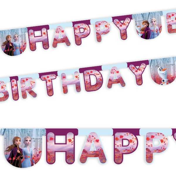 Buchstabenkette Happy Birthday, Frozen 2, 2m, Party Deko Motto-Party am Kindergeburtstag, Geburtstag