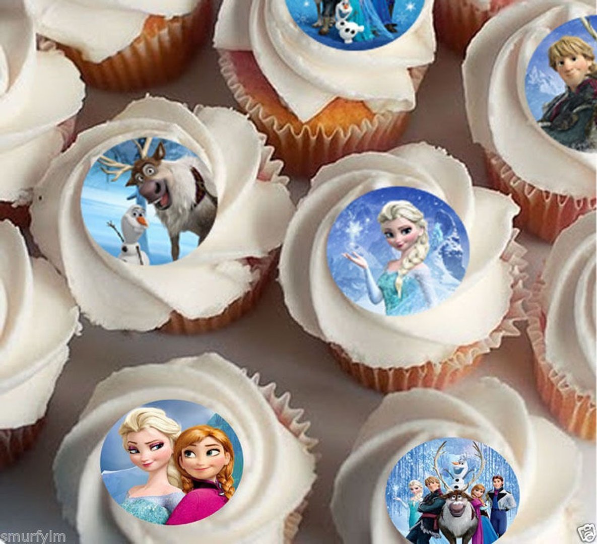 Muffin Deko, Elsa & Anna (Frozen), 30 Stk, Esspapier, Geburtstagskuchen, Muffins, Kindergeburtstag, Motto-Party