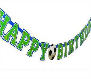 Buchstabenkette Happy Birthday, Fussball, Papier, 156 cm, Party Deko Motto-Party am Kindergeburtstag, Geburtstag
