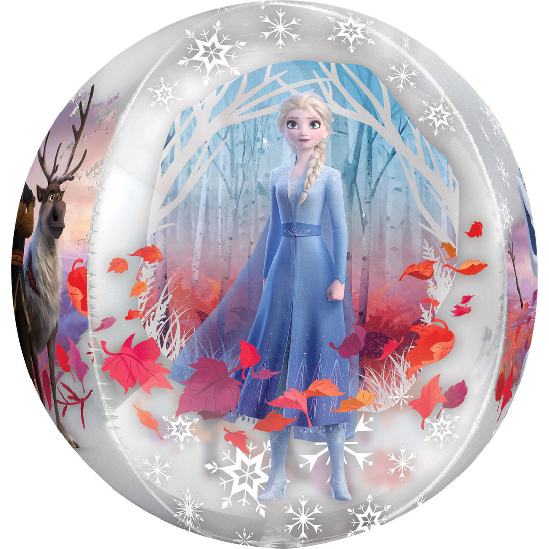 Folieballon rund, Frozen, transparent, 38cm, Party Deko Motto-Party am Kindergeburtstag, Geburtstag