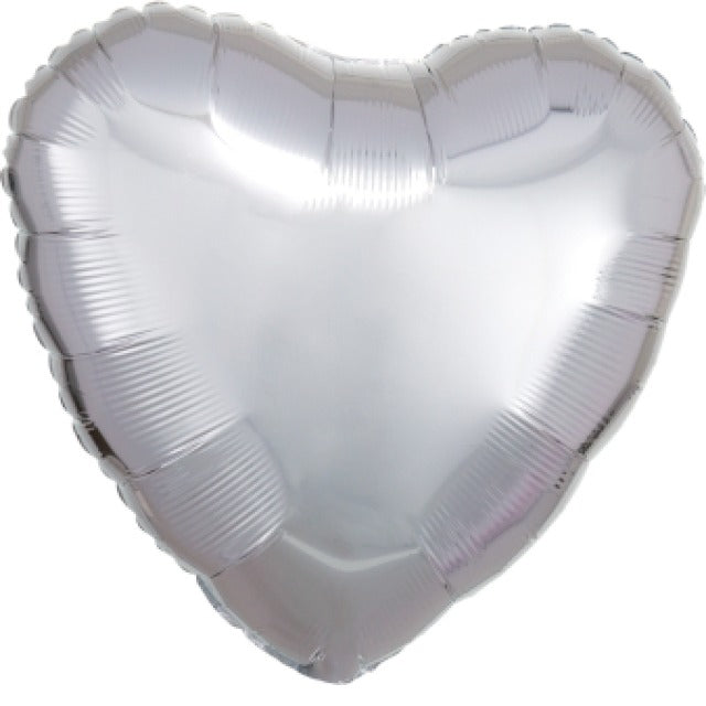 Folienballon, Herz, silber, 45 cm