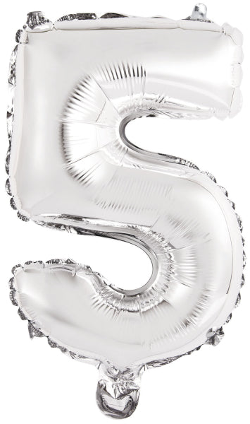 Silberfarbener Folienballon Nummer 1-9 und 0, Höhe 41cm