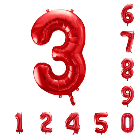 Zahlen Folienballon, Nummer 1-9 und 0, rot, 86cm image