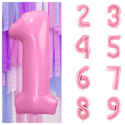 Rosa Zahlen Folienballon, Nummer 1-9 und 0, 86cm