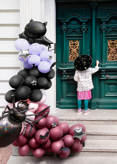 Halloween Ballongirlande DIY, 98 Ballons + 7 Fledermäuse, 5m Girlandenband