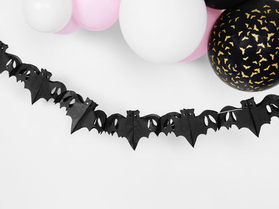 Fledermaus Seidenpapier-Girlande Halloween, schwarz, 4m